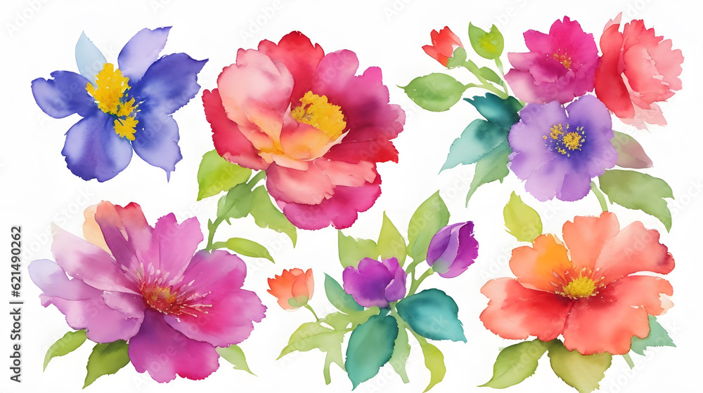 花の水彩画、イラスト|Flower watercolor, illustration,Generative AI 花の水彩画、イラスト|Flower watercolor, illustration,Generative AI