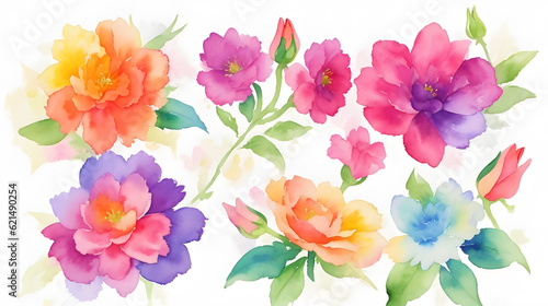 花の水彩画、イラスト｜Flower watercolor, illustration,Generative AI
