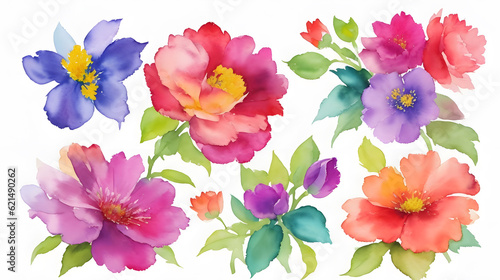                                  Flower watercolor  illustration Generative AI