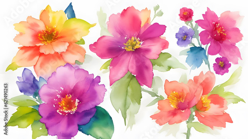 花の水彩画、イラスト｜Flower watercolor, illustration,Generative AI