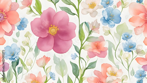 花の水彩画の背景｜floral watercolor background,Generative AI 