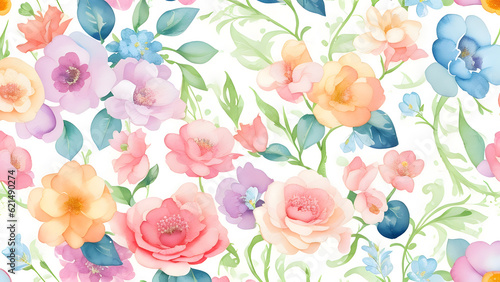 花の水彩画の背景｜floral watercolor background,Generative AI  © happy Wu 