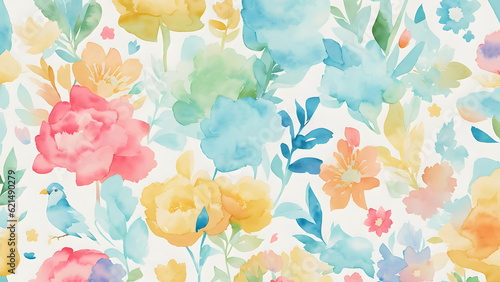 花の水彩画の背景｜floral watercolor background,Generative AI 