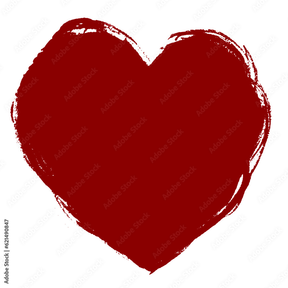 Red heart on Transparent background painted with paints and a brush. The concept of valentine's day. Painting of big red heart over white background. Red heart on Transparent background painted with paints and a brush. The concept of valentine's day. Painting of big red heart over white background.