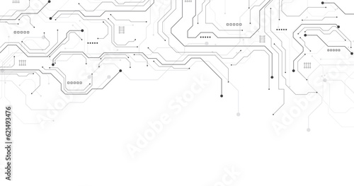 Technology black circuit diagram concept.High-tech circuit board connection system.Vector abstract technology on white background.	