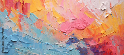 Closeup of abstract rough colorful multicolored art painting texture