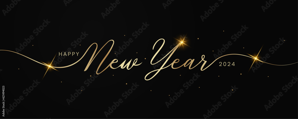 Happy new year 2024 letters banner, vector art and illustration. can use for, landing page, template, ui, web, mobile app, poster, banner, flyer, background - obrazy, fototapety, plakaty 