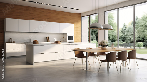 interior of a contemporary minimal kitchen generative ai