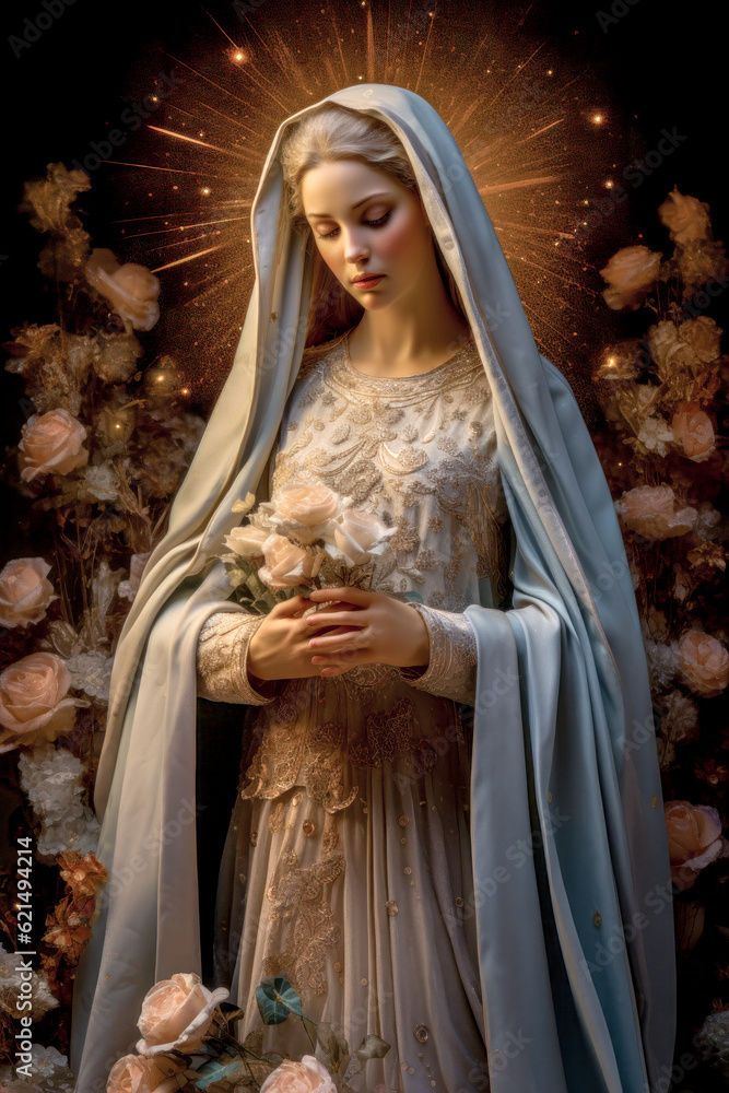 Modern Portrait Illustration of the Adoration of the Holy Mary Illustration Digital Art Generative AI KI Wallpaper Background Cover Modern Portrait Illustration of the Adoration of the Holy Mary Illustration Digital Art Generative AI KI Wallpaper Background Cover