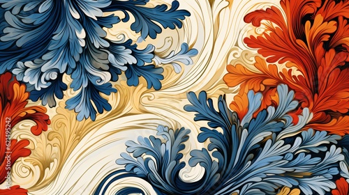 Modern abstract tropical flowers pattern. Hand drawn