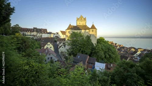 Meersburg am Bodensee - Lake of Constance - Germany. 
View onto the old town. Timelapse Video
