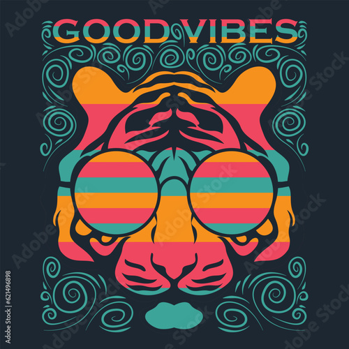 Tiger vector print design for t shirt and others. Animal face artwork