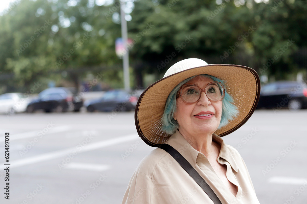 older woman tourist in the city