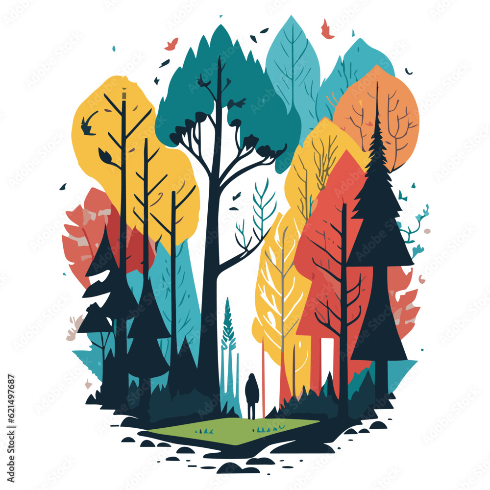 Forest clipart is used for print on demand designs, apparel, and home decor, allowing you to bring the beauty of nature into your products and create a captivating and serene atmosphere