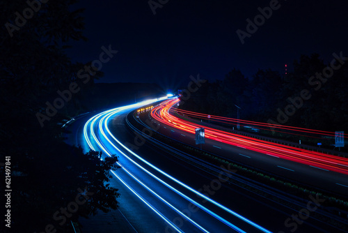 Fotomurale Langzeitbelichtung - Autobahn - Strasse - Traffic - Travel - Background - Line -