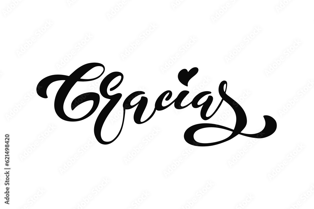 Thank you vector lettering in spanish: Gracias. Modern brush calligraphy. Hand drawn design elements.Vector illustration. Thank you vector lettering in spanish: Gracias. Modern brush calligraphy. Hand drawn design elements.Vector illustration.