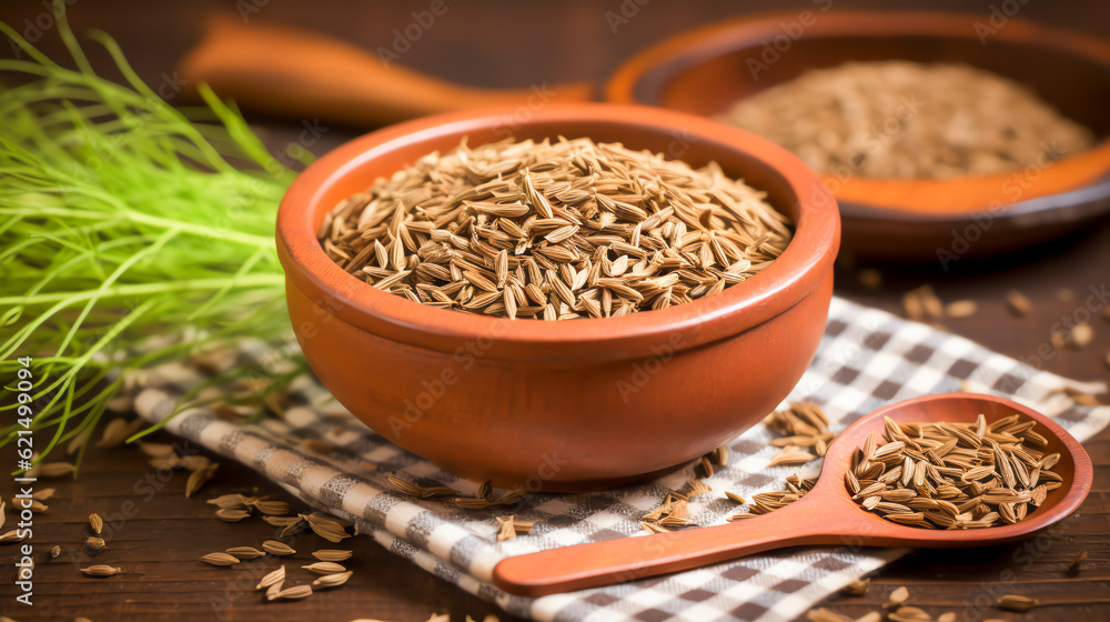 Kümmel sind klein, halbmondförmig und dunkelbraun. Caraway seeds are small, crescent-shaped, and dark brown. Generative AI Kümmel sind klein, halbmondförmig und dunkelbraun. Caraway seeds are small, crescent-shaped, and dark brown. Generative AI