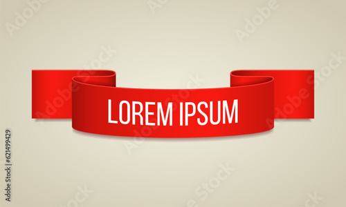 Red ribbon. Banner for your design. Vector illustration.