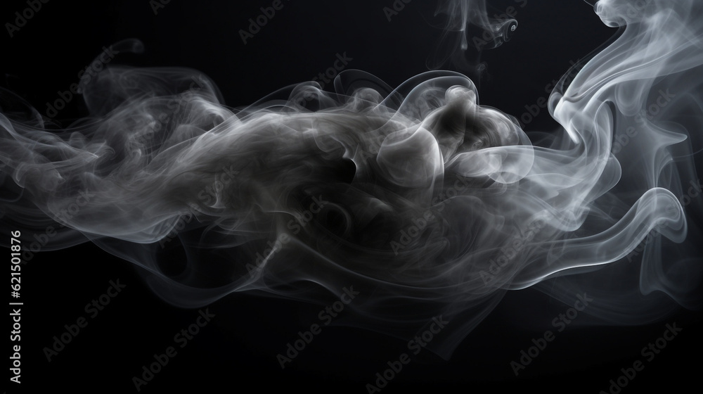Fototapeta premium a single line of black smoke as it twists and turns, leaving behind a trail of mystique, AI-Generated