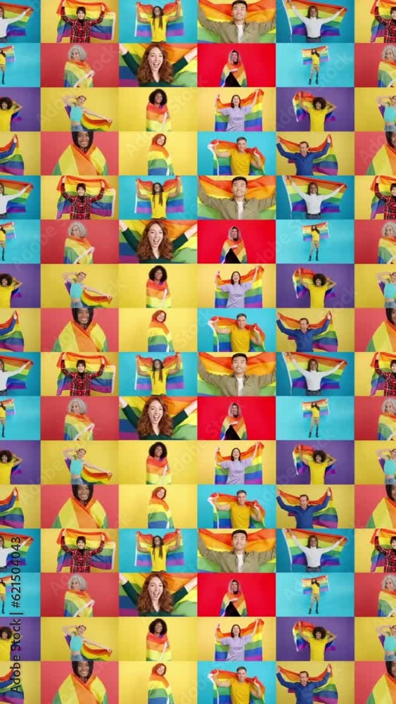 Infinite mosaic of multiethnic people with a lgbt rainbow flag Infinite mosaic of multiethnic people with a lgbt rainbow flag