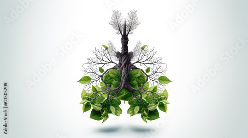 green ecology nature plant fresh air breathing lungs - by generative ai photo