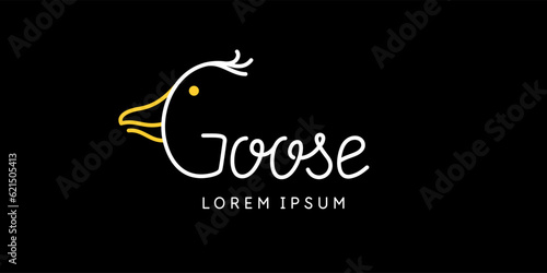 Minimalistic and stylish Goose emblem. Modern printing house. Illustration with text in a fashionable simple style.