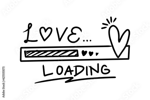 Hand-drawn loading doodle over white background