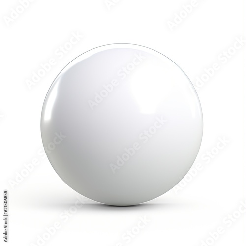 White Sphere Object with Isolated Background and Clipping Path - Round Ball Symbol in Light Shadow. Generative AI