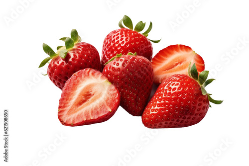 Sliced strawberries. transparent background