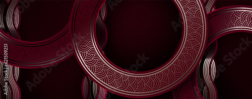 Dark design, round frames with golden border