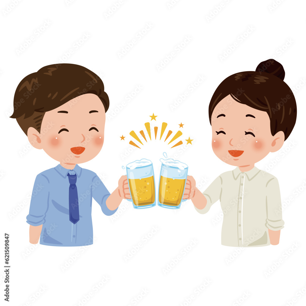 乾杯イメージ　若い男女2人