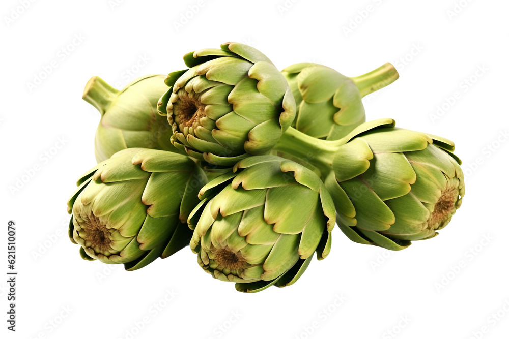 Fototapeta premium Steamed artichokes. isolated object, transparent background