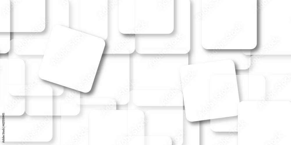 Fototapeta premium White paper with shadow Conceptual 3D Vector Different Size square Technologic White Abstract Background with cube and shadow pattern geometric paper illustration for business and website's.