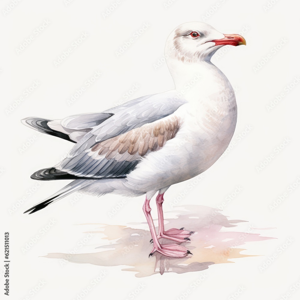 Fototapeta premium seagull - watercolor illustration created using generative AI tools