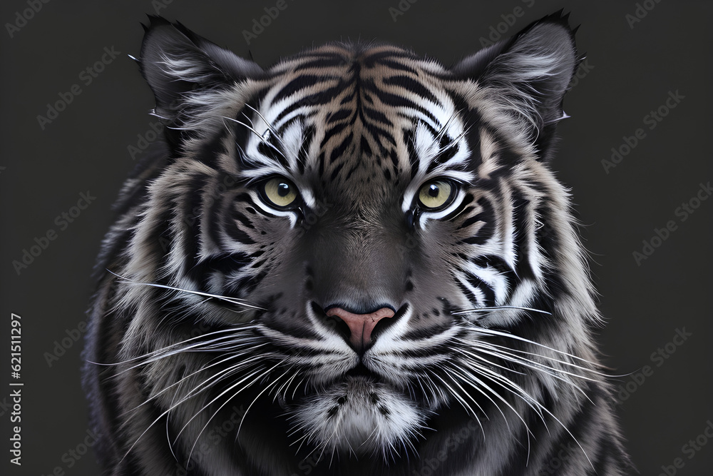 Black Tiger Face By Generative AI technology