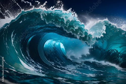 Big Wave in sea By Generative AI technology © seunghoo