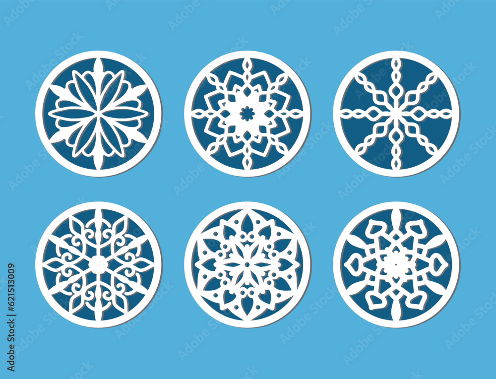 Laser-Cut mandala coaster design Laser-Cut mandala coaster design