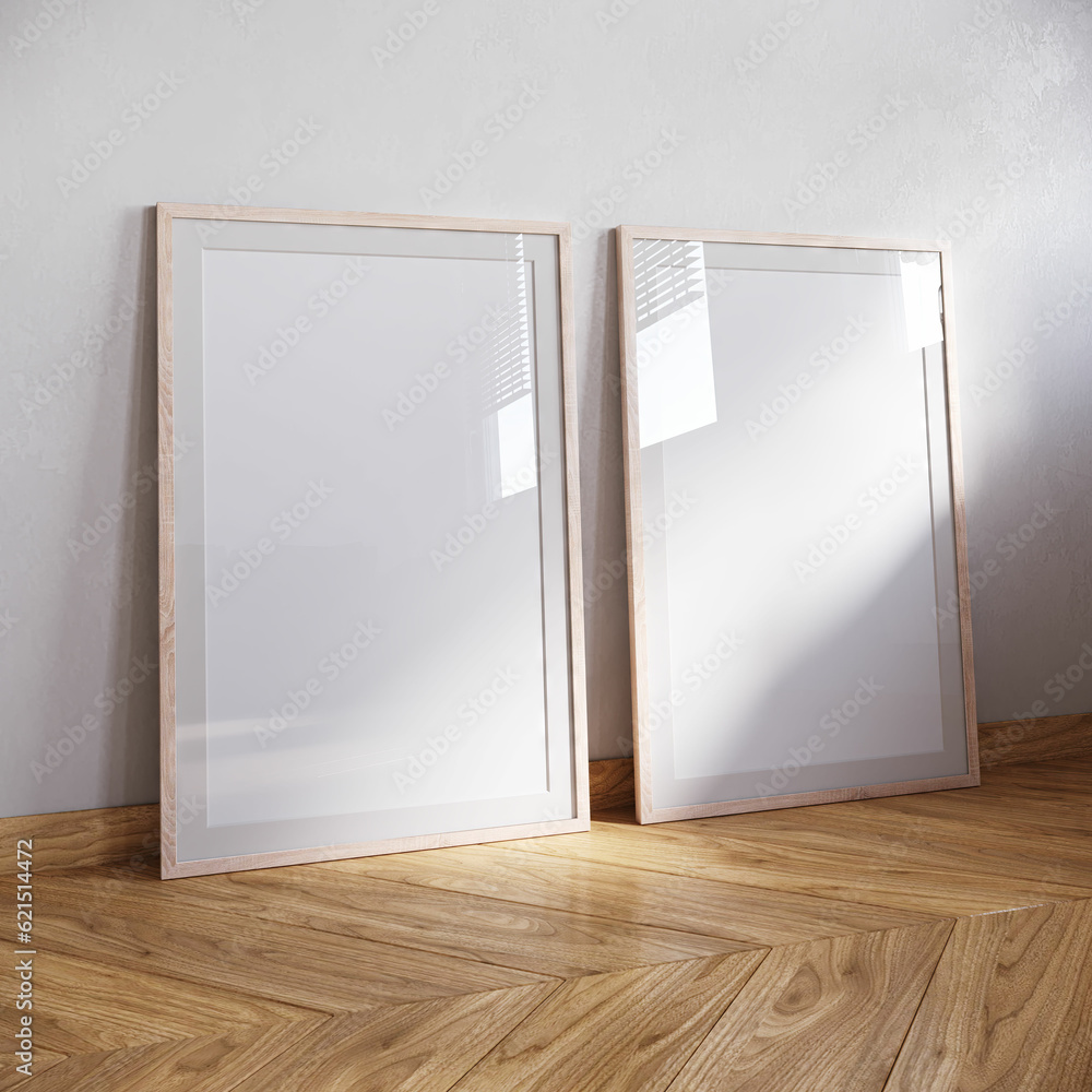 Mockup poster frame close up, 3d render, Frame mockup in farmhouse Mockup poster frame close up, 3d render, Frame mockup in farmhouse