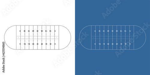 Indoor mini american football court line vector transparent background