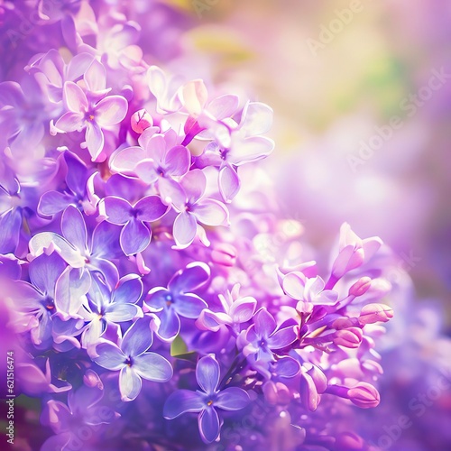 Purple lilac flowers blossom in garden  spring background
