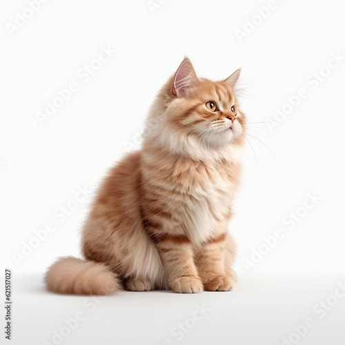 Cute furry cat isolated on a white background