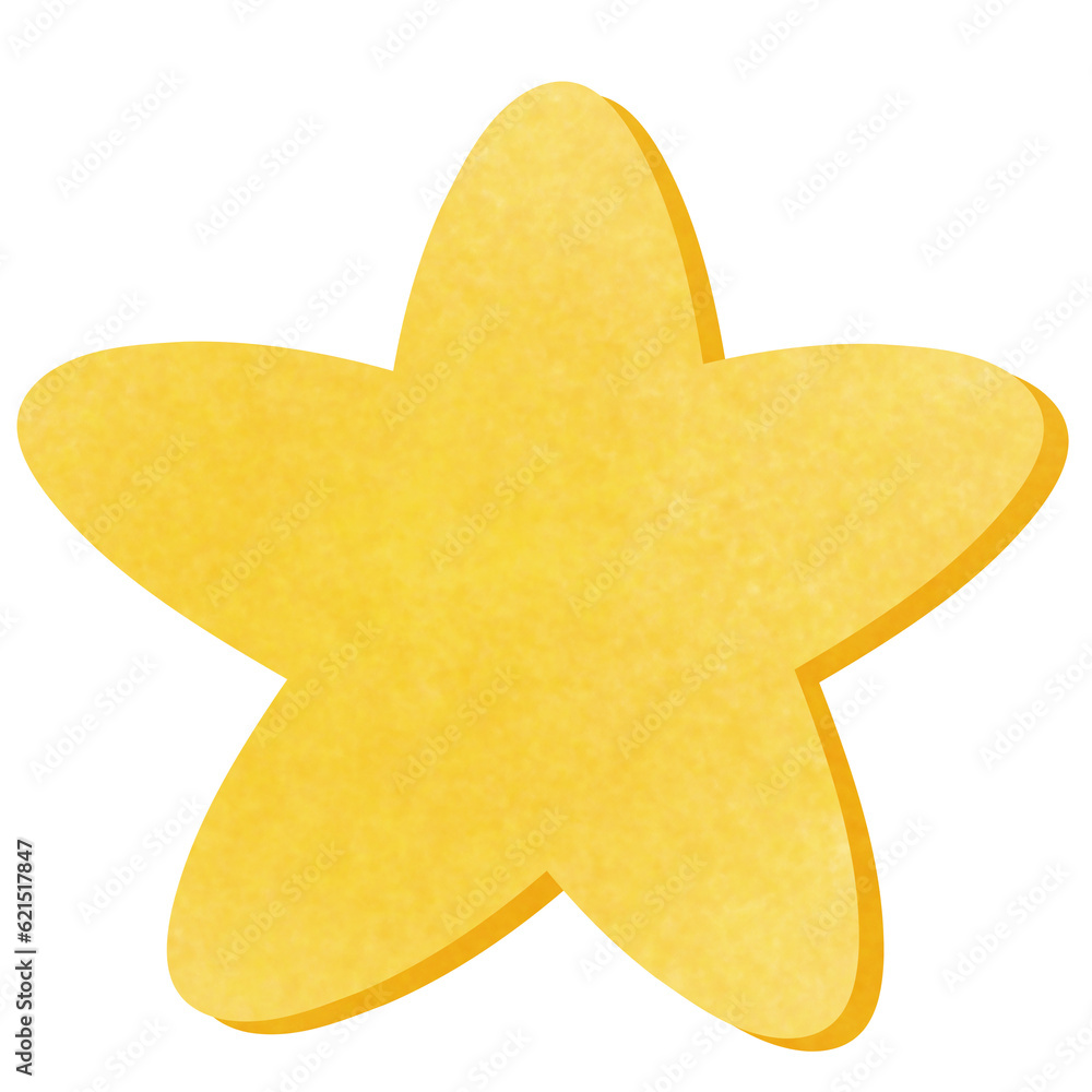 Drawing of yellow star isolated on transparent background for usage as an illustration concept Drawing of yellow star isolated on transparent background for usage as an illustration concept