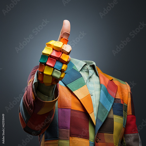 Headless paper business man giving thumbs up