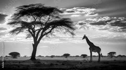 Majestic giraffe in african desert at sunset © Luca