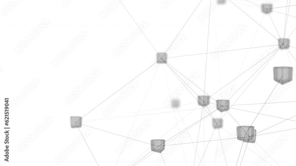 Animated 3d blocks connected data network on white background. Digital data flow 4k video Animated 3d blocks connected data network on white background. Digital data flow 4k video