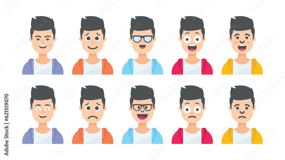 Set of user avatar. People avatar profile icons. male faces. male portraits. Characters collection. Vector illustration Set of user avatar. People avatar profile icons. male faces. male portraits. Characters collection. Vector illustration