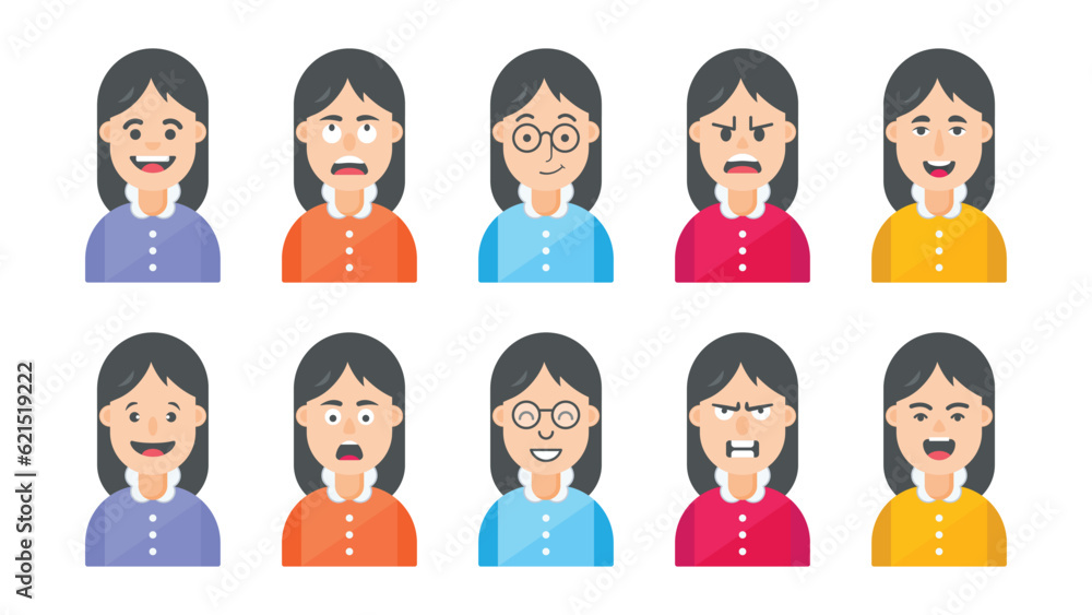 Set of flat design avatar icons. Vector illustrations for social media, user profile, website and app design and development. Set of flat design avatar icons. Vector illustrations for social media, user profile, website and app design and development.