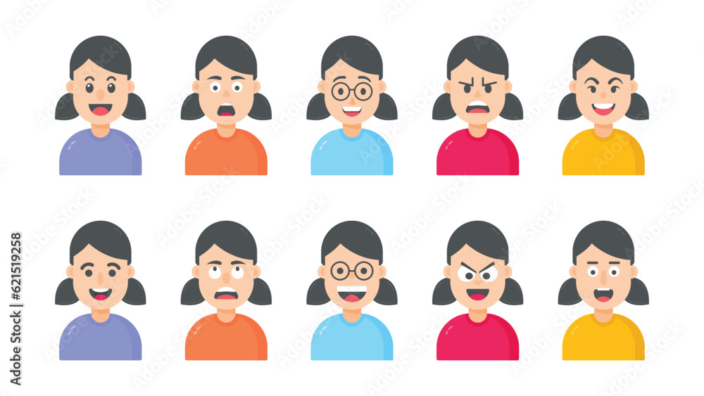 Set of flat design avatar icons. Vector illustrations for social media, user profile, website and app design and development. Set of flat design avatar icons. Vector illustrations for social media, user profile, website and app design and development.