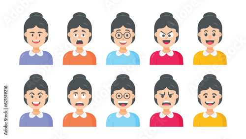 Set of user avatar. People avatar profile icons. female faces. female portraits. Characters collection. Vector illustration
