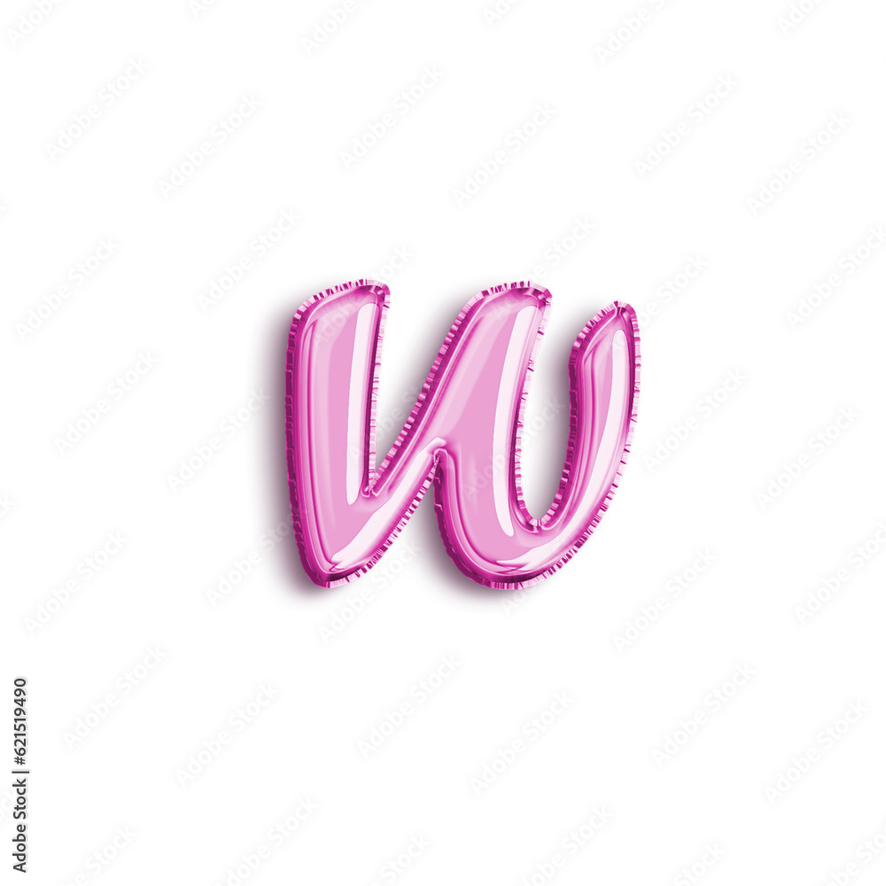 Brilliant balloon alphabet letter W in pink color. 3d rendering realistic metallic hot air balloon, ready to use for your birthday celebration and party, isolated with transparent background Brilliant balloon alphabet letter W in pink color. 3d rendering realistic metallic hot air balloon, ready to use for your birthday celebration and party, isolated with transparent background